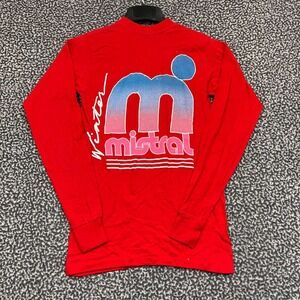 Vintage Mistral Logo Shirt Small Red Long Sleeve Crew Neck Deadstock‎ New
